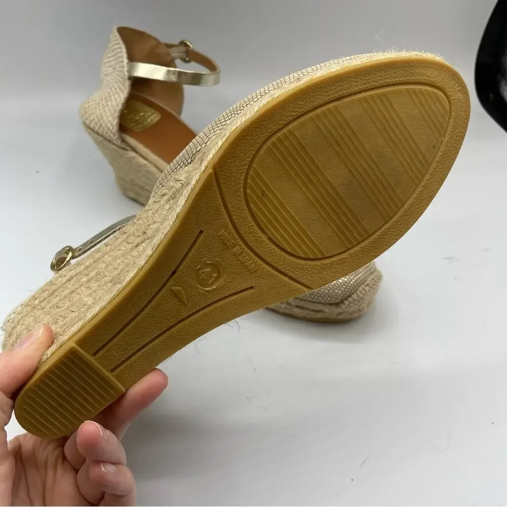 Kanna Gold Platform Espadrille Wedges Sandals Womens 11 Beachy Resort Vacation